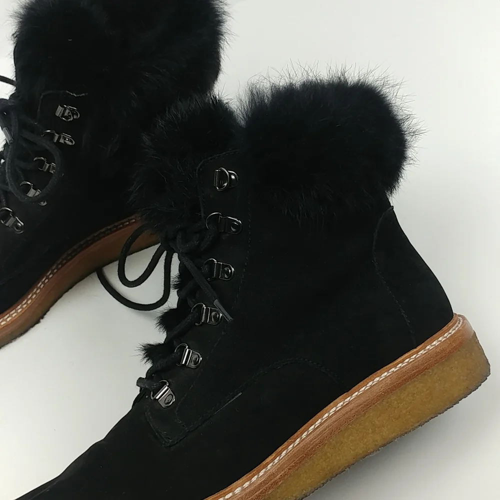 Botkier Black Suede Fur Winter Boots - Picture 2 of 9